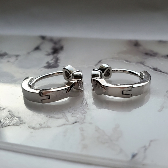 New Fashion Heart 925 Silver Hoop Earrings - Picture 12 of 13